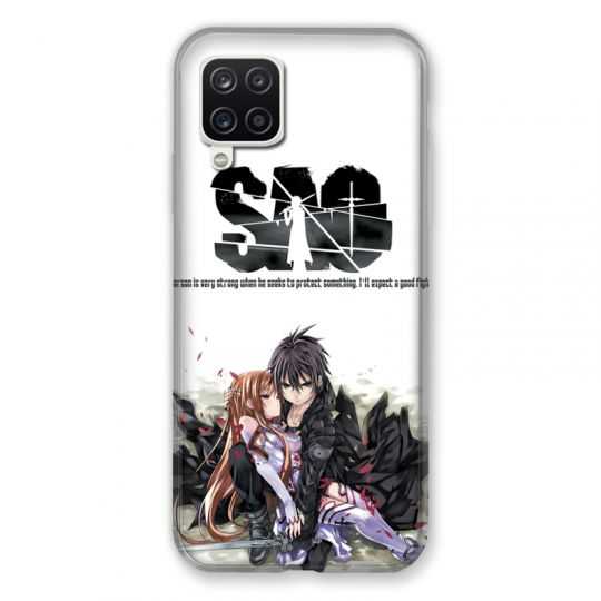 Coque Pour Samsung Galaxy A12 Manga SAO sword Art Online Blanc
