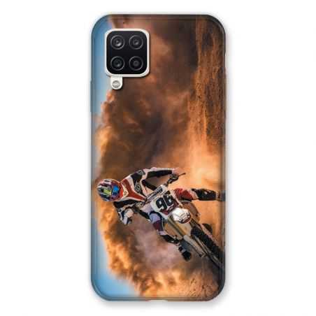 Coque Pour Samsung Galaxy A12 Moto Cross Blanc