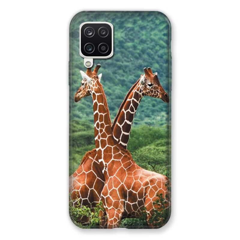 Coque Pour Samsung Galaxy A12 Savane Girafe Duo