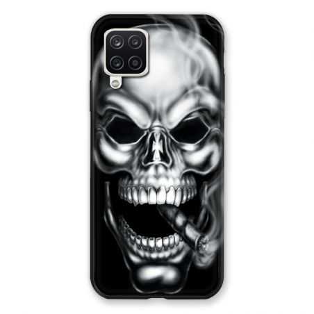 Coque Pour Samsung Galaxy A12 Tete de Mort Fume