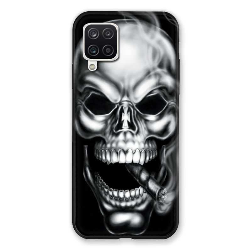 Coque Pour Samsung Galaxy A12 Tete de Mort Fume