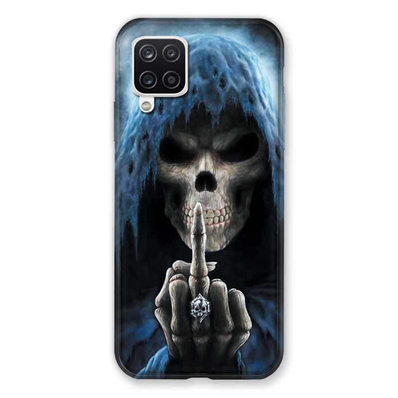 Coque Pour Samsung Galaxy A12 Tete de Mort Doigt