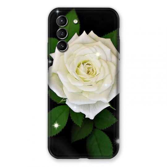 Coque Pour Samsung Galaxy S21 Fleur Rose Blanche