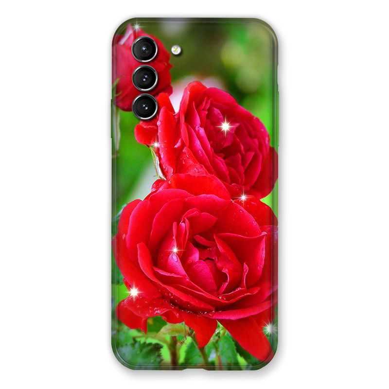 Coque Pour Samsung Galaxy S21 Fleur Rose Rouge