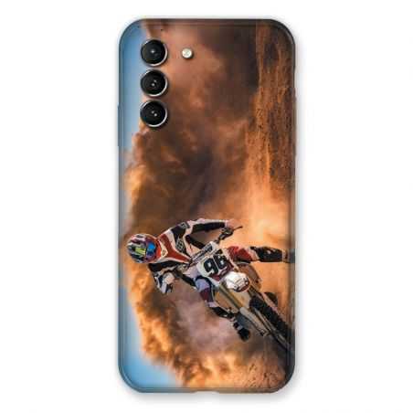 Coque Pour Samsung Galaxy S21 Moto Cross Blanc
