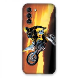 Coque Pour Samsung Galaxy S21 Moto Cross Noir