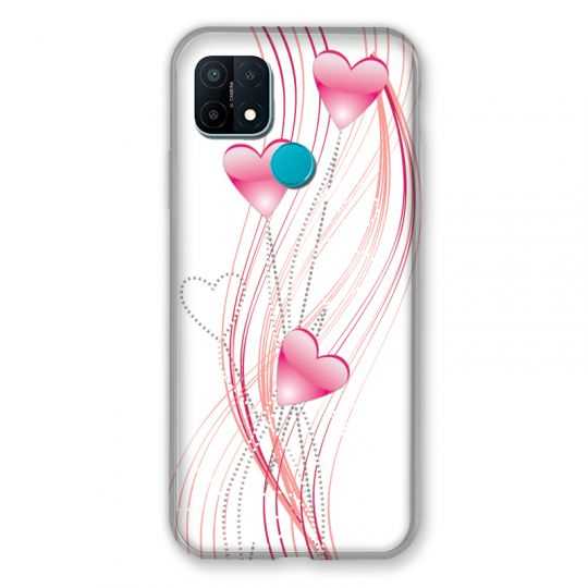 Coque Pour Oppo A15 Coeur Rose Montant sur Blanc