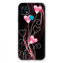 Coque Pour Oppo A15 Coeur Rose Montant sur Noir