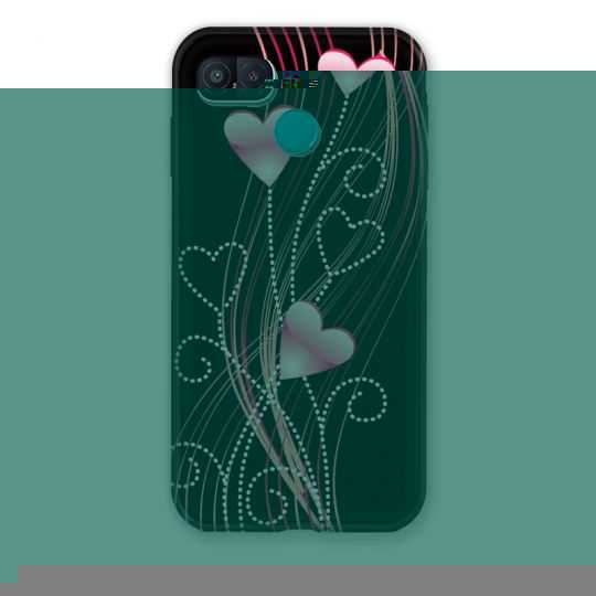 Coque Pour Oppo A15 Coeur Rose Montant sur Noir