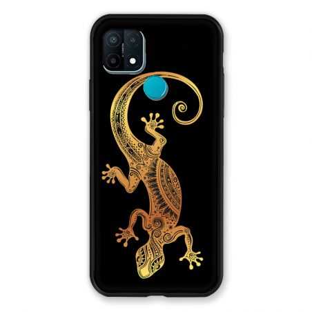 Coque Pour Oppo A15 Animaux Maori Lezard Noir