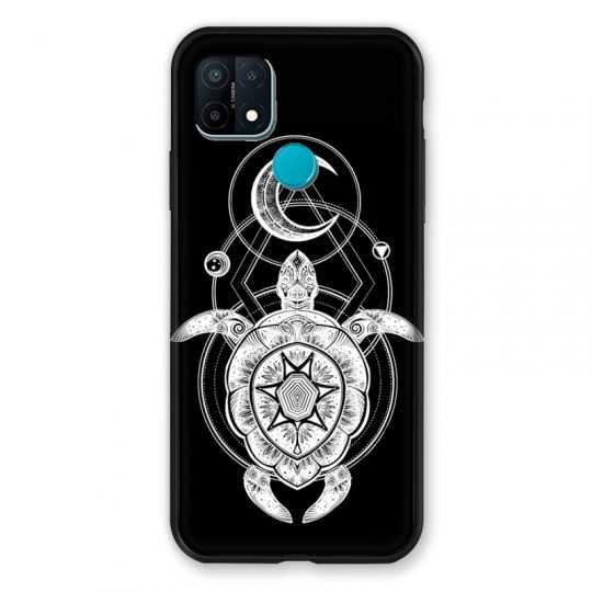 Coque Pour Oppo A15 Animaux Maori Tortue Noir