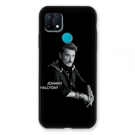 Coque Pour Oppo A15 Johnny Hallyday Noir