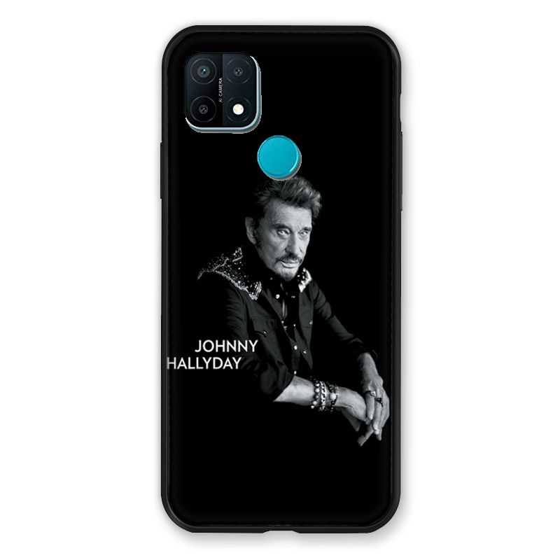 Coque Pour Oppo A15 Johnny Hallyday Noir