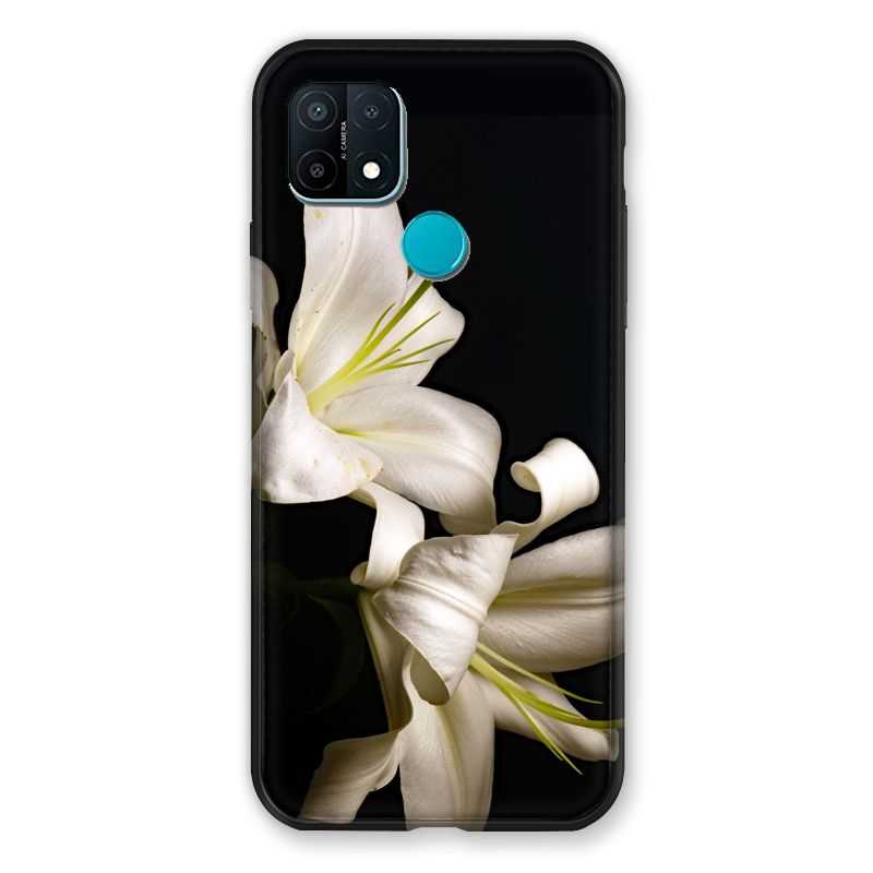 Coque Pour Oppo A15 Fleur Lys Noir