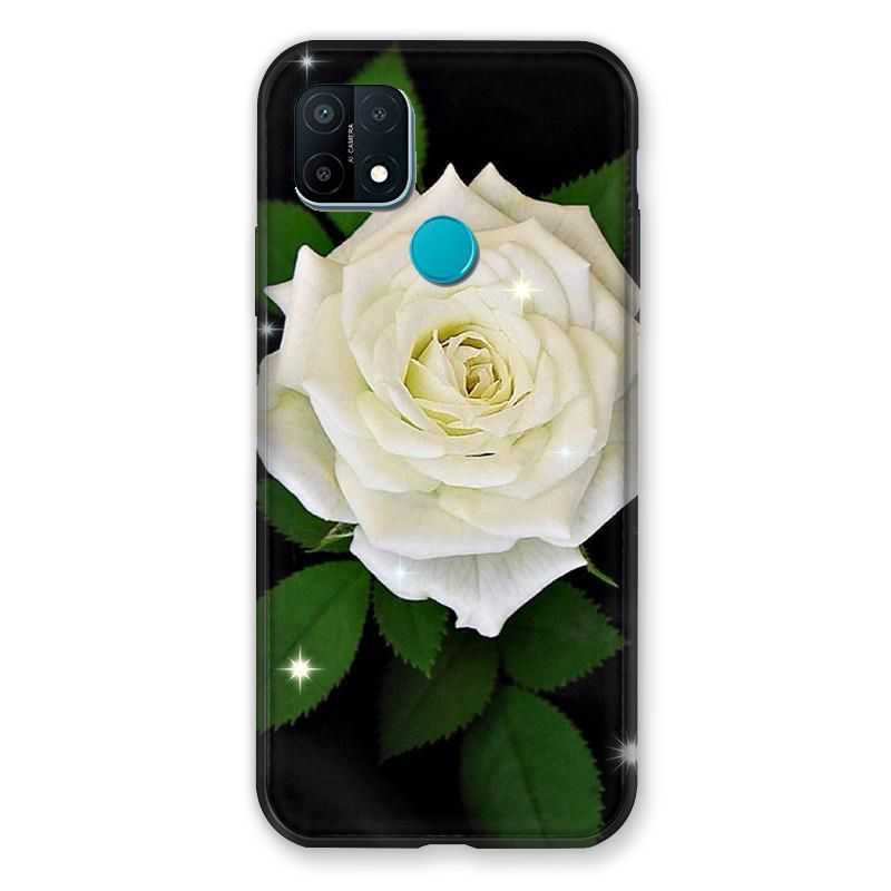Coque Pour Oppo A15 Fleur Rose Blanche