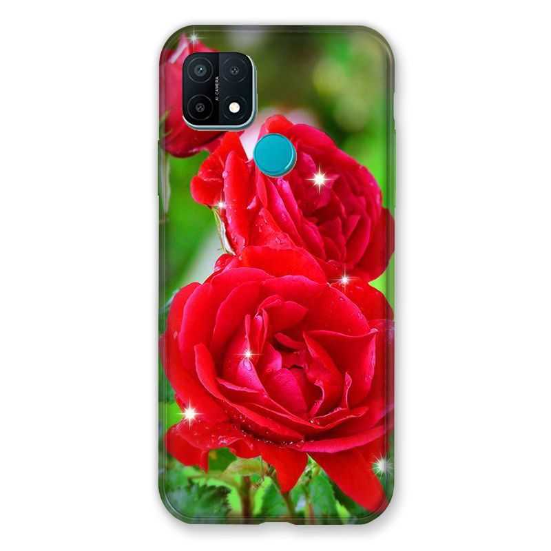 Coque Pour Oppo A15 Fleur Rose Rouge