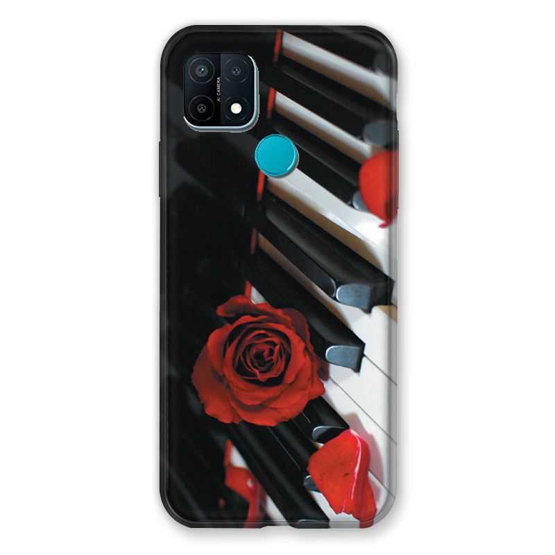 Coque Pour Oppo A15 Musique Rose Piano