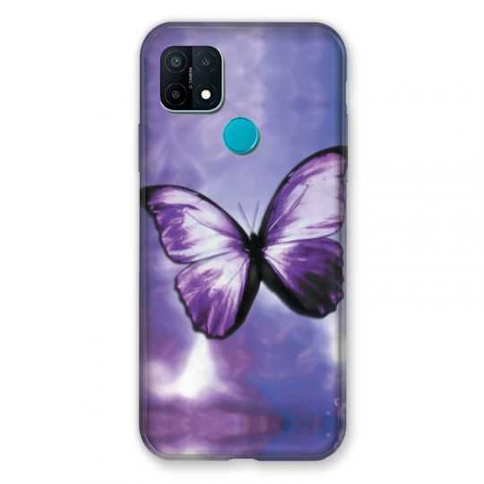 Coque Pour Oppo A15 Papillon Violet et Blanc