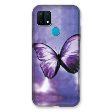 Coque Pour Oppo A15 Papillon Violet et Blanc