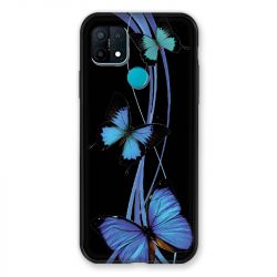 Coque Pour Oppo A15 Papillon bleu sur Noir