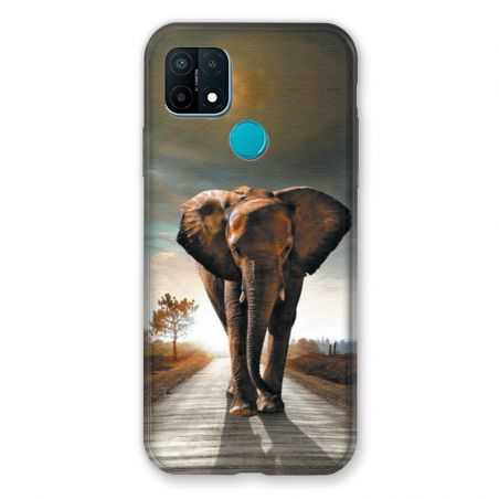 Coque Pour Oppo A15 Savane Elephant Route