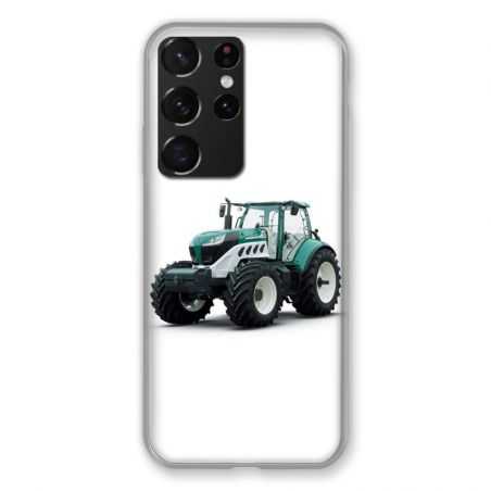 Coque Pour Samsung Galaxy S21 Ultra Agriculture Tracteur Blanc
