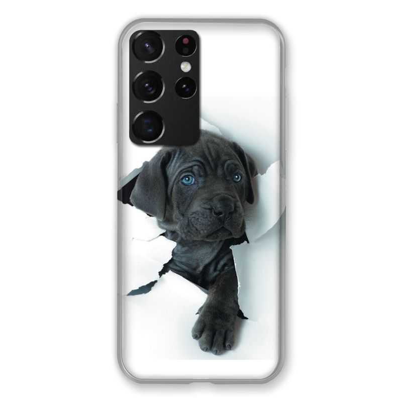 Coque Pour Samsung Galaxy S21 Ultra Chien Noir