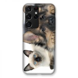 Coque Pour Samsung Galaxy S21 Ultra Chien vs Chat