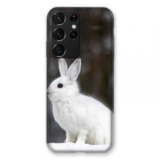 Coque Pour Samsung Galaxy S21 Ultra Lapin Blanc