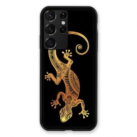 Coque Pour Samsung Galaxy S21 Ultra Animaux Maori Lezard Noir