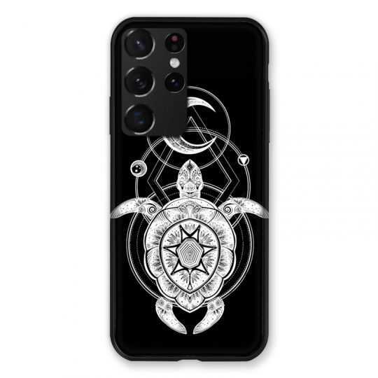 Coque Pour Samsung Galaxy S21 Ultra Animaux Maori Tortue Noir