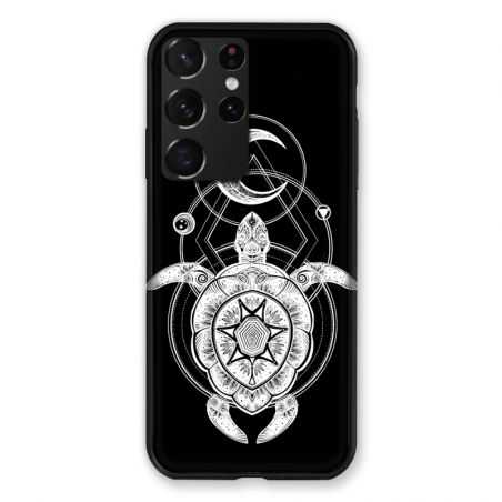Coque Pour Samsung Galaxy S21 Ultra Animaux Maori Tortue Noir