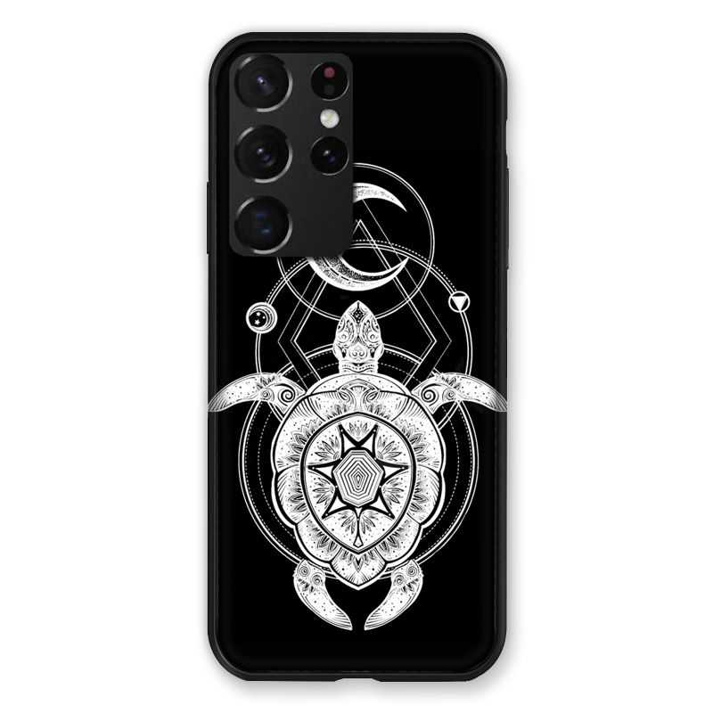 Coque Pour Samsung Galaxy S21 Ultra Animaux Maori Tortue Noir