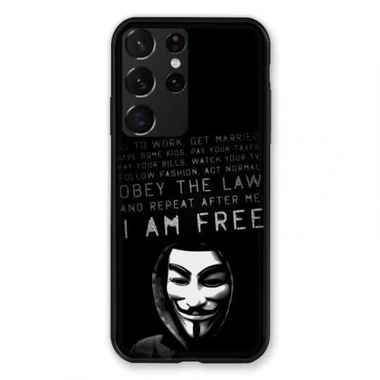 Coque Pour Samsung Galaxy S21 Ultra Anonymous I am free