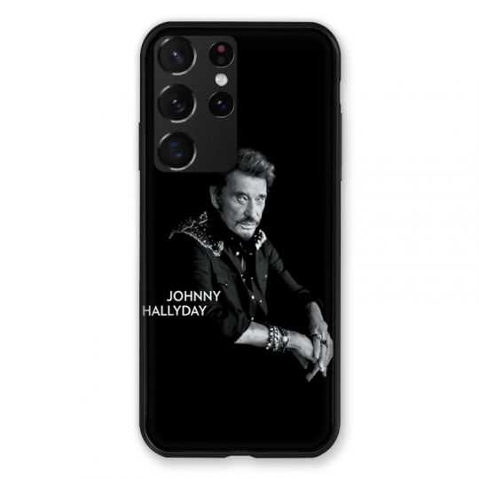 Coque Pour Samsung Galaxy S21 Ultra Johnny Hallyday Noir