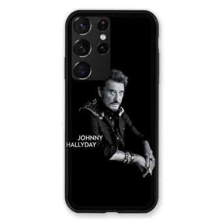 Coque Pour Samsung Galaxy S21 Ultra Johnny Hallyday Noir