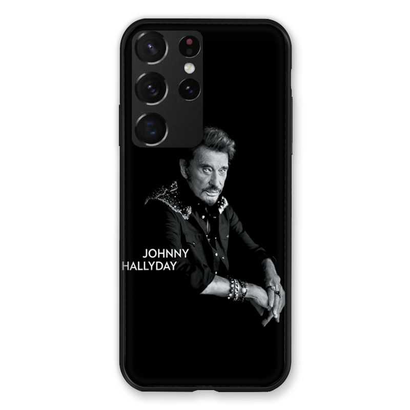 Coque Pour Samsung Galaxy S21 Ultra Johnny Hallyday Noir