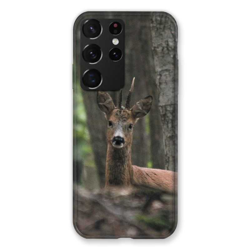 Coque Pour Samsung Galaxy S21 Ultra Chasse Chevreuil Bois