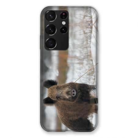 Coque Pour Samsung Galaxy S21 Ultra Chasse Sanglier Neige