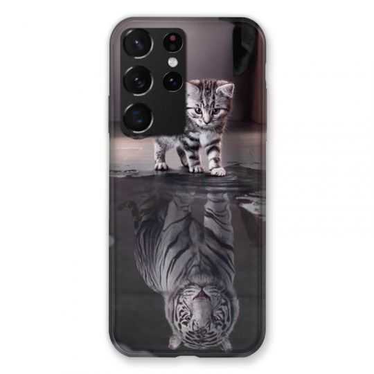 Coque Pour Samsung Galaxy S21 Ultra Chat Reflet