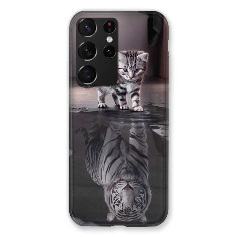 Coque Pour Samsung Galaxy S21 Ultra Chat Reflet