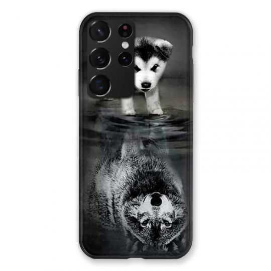 Coque Pour Samsung Galaxy S21 Ultra Chien Reflet