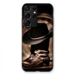 Coque Pour Samsung Galaxy S21 Ultra Cow Boy Chapeau