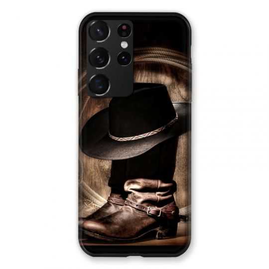Coque Pour Samsung Galaxy S21 Ultra Cow Boy Chapeau
