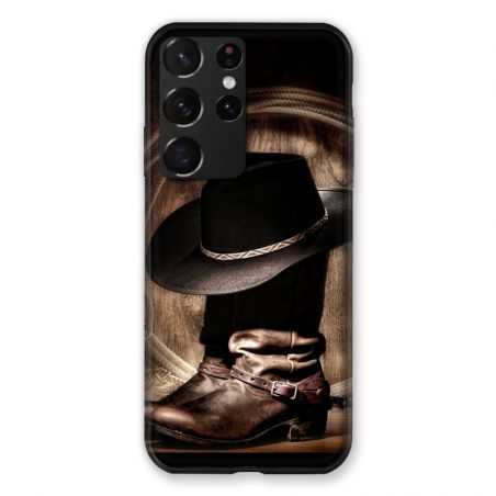 Coque Pour Samsung Galaxy S21 Ultra Cow Boy Chapeau