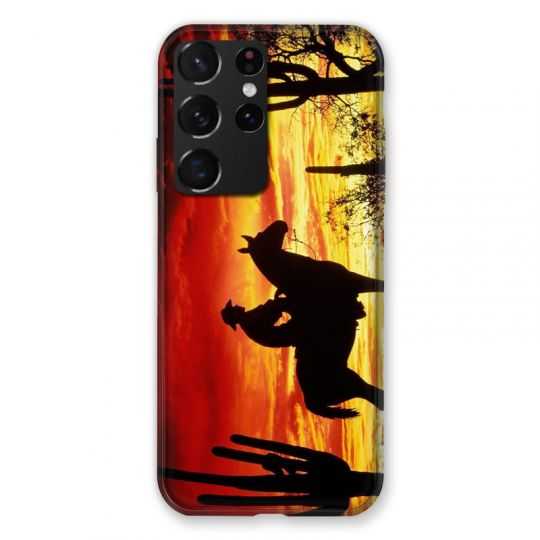 Coque Pour Samsung Galaxy S21 Ultra Cow Boy Soleil