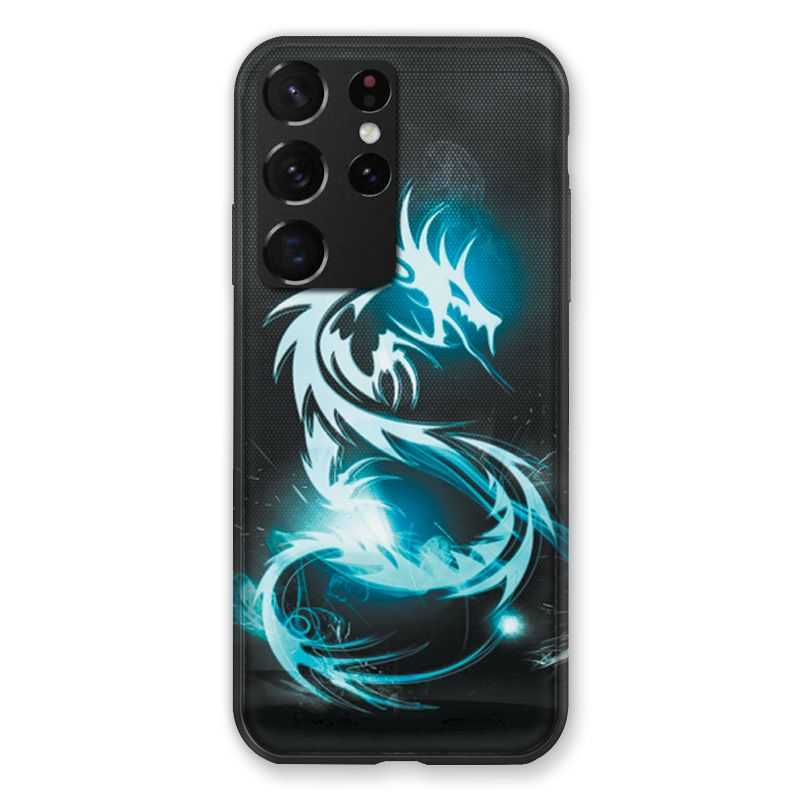 Coque Pour Samsung Galaxy S21 Ultra Dragon Bleu