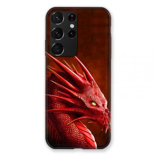 Coque Pour Samsung Galaxy S21 Ultra Dragon Rouge