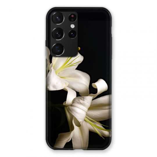 Coque Pour Samsung Galaxy S21 Ultra Fleur Lys Noir