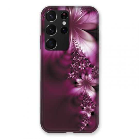 Coque Pour Samsung Galaxy S21 Ultra Fleur Violette Montante